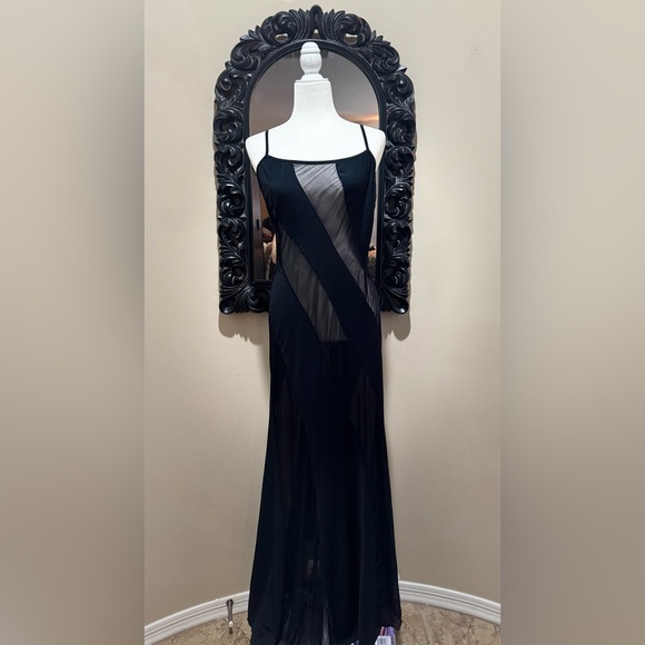 Frederick's of Hollywood | Dresses | Vintage Fredericks Of Hollywood Sheer  Mesh Long Black Panel Slip Dress | Poshmark